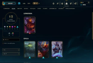 Prata 3 com 65 Champs e 12 Skins - League of Legends LOL