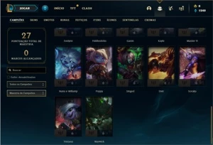 Conta ouro 4 com 32 Champs e 7 Skins + 1 Fragmento - League of Legends LOL