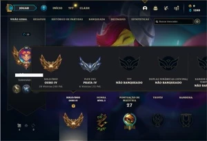 Conta ouro 4 com 32 Champs e 7 Skins + 1 Fragmento - League of Legends LOL