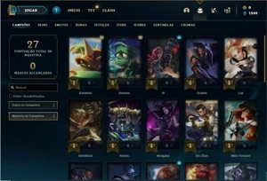 Conta ouro 4 com 32 Champs e 7 Skins + 1 Fragmento - League of Legends LOL