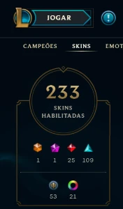 Conta league of legends (elo s12 PLAT1) 235 skins LOL