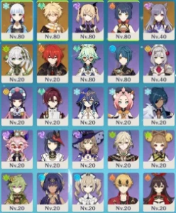 Conta Genshin Kamisato Ayaka + Nahida + Keqing + Diluc AR48 - Genshin Impact