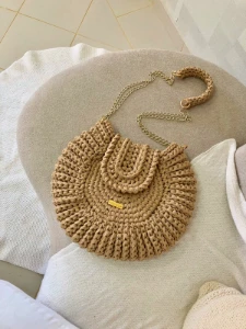 Bolsa Tiracolo Shell Bag Nude em Crochê - Artesanato e Personalizados