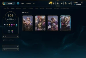 Ouro 1 com TODOS os Champs e 106 Skins +8 Prestigios - League of Legends LOL