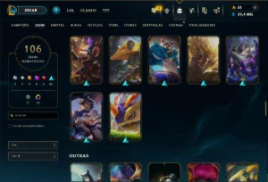 Ouro 1 com TODOS os Champs e 106 Skins +8 Prestigios - League of Legends LOL