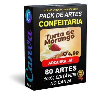 Pack Canva Confeitaria - 80 Artes Editáveis - Serviços Digitais