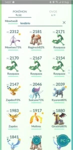 Conta pokemon go level 33, 23 shiny e 32 lendários - Pokémon