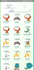 Conta pokemon go level 33, 23 shiny e 32 lendários - Pokémon