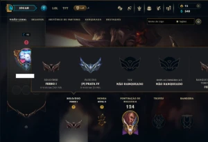 Ferro 1 com 75 Champs e 22 Skins - League of Legends LOL