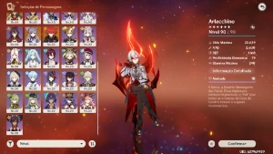 Arlecchino C6 + Arma, Cloringe, Kazuha, Baizhu+ 90 tiros lim - Genshin Impact