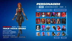 Conta com 246 skins (loja, passe, clube fortnite e missões),