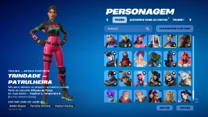 Conta com 246 skins (loja, passe, clube fortnite e missões),