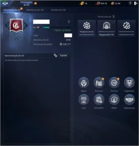 Clã nível 48 (top 4 do servidor por lvl)  servidor SA 11 - MIR4