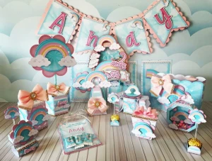 Kit 100 Lembrancinhas Arco-Íris com Apliques 3D - Artesanato e Personalizados