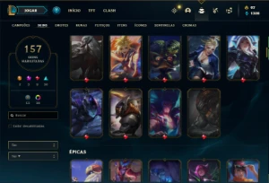 Conta Unranked com 160 Champs e 157 Skins + 2 Prestigios - League of Legends LOL