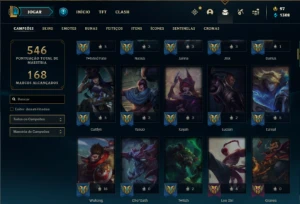Conta Unranked com 160 Champs e 157 Skins + 2 Prestigios - League of Legends LOL