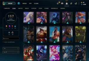 Conta Unranked com 160 Champs e 157 Skins + 2 Prestigios - League of Legends LOL