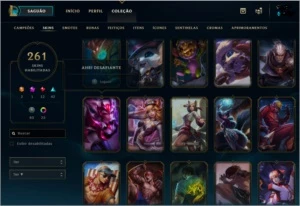 CONTA NO LOL 261 SKINS, 12 GEMAS e 23 CHROMAS. - League of Legends