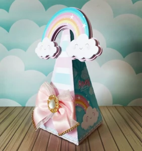 Kit Festa Arco-Íris com Centros de Mesa e Laços - Artesanato e Personalizados