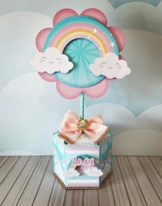 Kit Festa Arco-Íris com Centros de Mesa e Laços - Artesanato e Personalizados