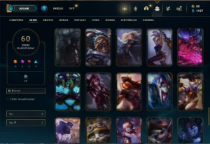 Conta Unranked com 126 Champs e 60 Skins + 18 Fragmentos - League of Legends LOL