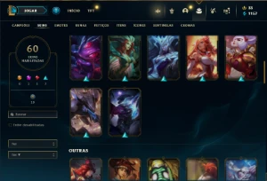 Conta Unranked com 126 Champs e 60 Skins + 18 Fragmentos - League of Legends LOL