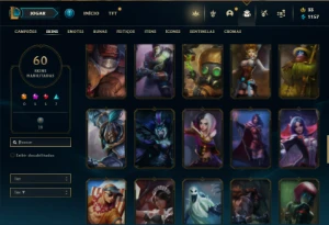 Conta Unranked com 126 Champs e 60 Skins + 18 Fragmentos - League of Legends LOL