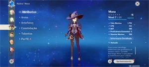 Conta genshim Ar10,Mona,Shenne,Kokomi - Genshin Impact