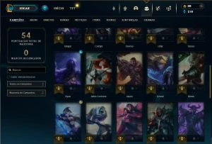 Bronze 4 com 40 Champs e 14 Skins + 2 Espolios - League of Legends LOL