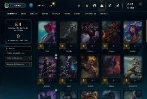 Bronze 4 com 40 Champs e 14 Skins + 2 Espolios - League of Legends LOL