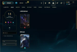 Bronze 4 com 40 Champs e 14 Skins + 2 Espolios - League of Legends LOL