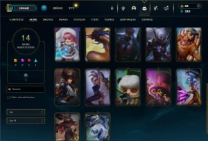 Bronze 4 com 40 Champs e 14 Skins + 2 Espolios - League of Legends LOL