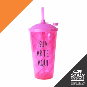 Copo Twister Rosa Neon - Artesanato e Personalizados