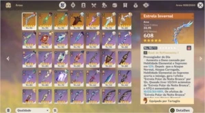Genshin impact rank 58 com 12 chars 5 e 7 armas t5