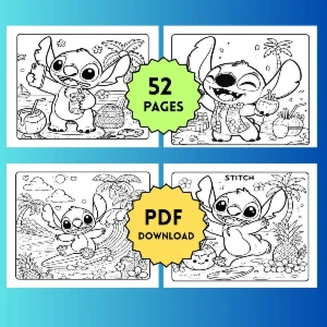 Stitch Coloring Book, Cute and Cozy Digital Coloring Pages - eBooks