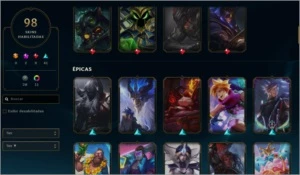 Conta Lol Prata 2 (98skins, 71 champs) 4k de rp na conta - League of Legends