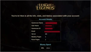 CONTA DIAMANTE 5 COM CHAMPIONS E SKINS - League of Legends LOL