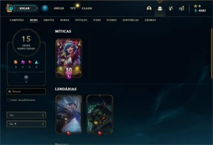 Conta Unranked com 15 Skins e 24 Champs - League of Legends LOL