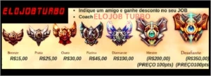 ELO JOB TURBO BRONZE/PRATA/OURO/PLATINA/DIAMANTE/MESTRE - League of Legends LOL