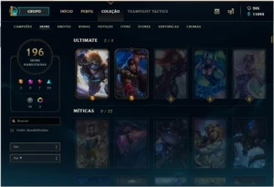 Conta LOL - 141 Campeões + 196 Skins (2 Míticas) habilitadas - League of Legends