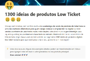 1300 ideias de produtos Low Ticket - Outros