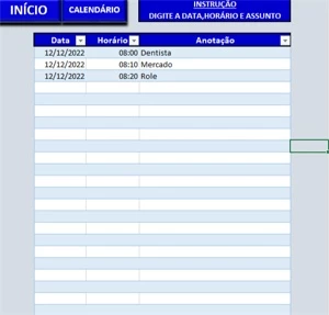 Planilha Excel: Calendário/Agenda Pessoal - Outros