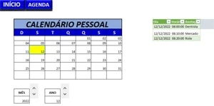 Planilha Excel: Calendário/Agenda Pessoal - Outros