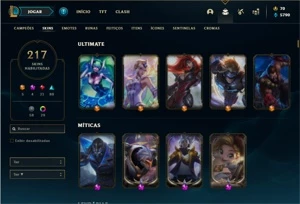 Conta bronze 2 com 110 Champs e 217 Skins + 30 Cromas - League of Legends LOL