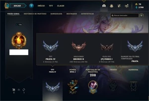 Conta bronze 2 com 110 Champs e 217 Skins + 30 Cromas - League of Legends LOL