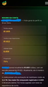 Conta Braw Stars de 81k de troféus - Brawl Stars