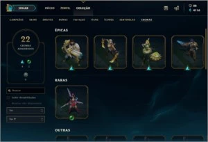 Conta de LoL D4,Nível 235, 133 skins - League of Legends