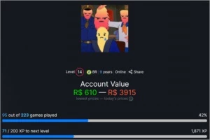 CONTA STEAM / NÍVEL 14 / 9 ANOS / 204 JOGOS