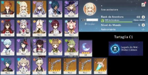 Genshin Impact Conta Com Tartaglia C1 + Estrela Invernal R3