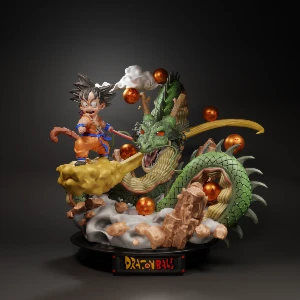 STL Diorama Dragon Ball Z Goku criança e Shenlong